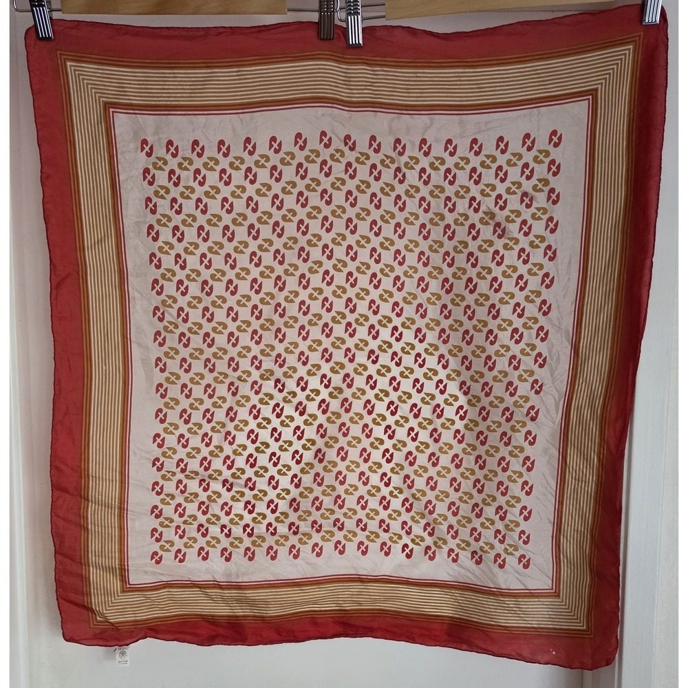 MEDAL Silk Scarf Red Geometric Women's Classic Rectangle Wrap Shawl Stole